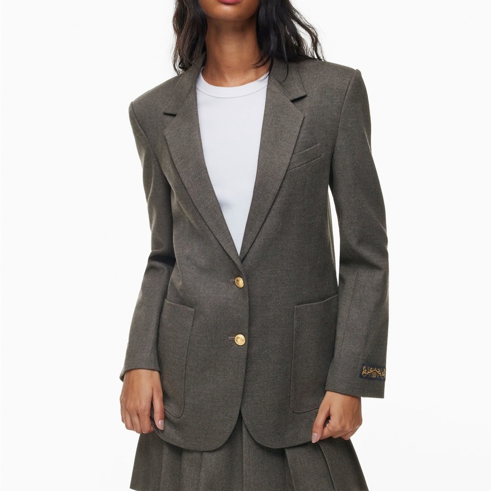 Aritzia Sunday Best Scholar Grey Oversized Academia Blazer Jacket Size Large